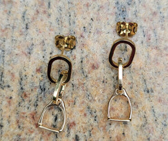 14k  gold stirrup chain earrings
