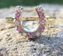 Sapphire and diamond horse shoe ring