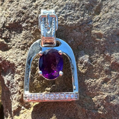 Sterling silver English stirrup with amethyst