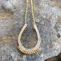14k gold with diamonds and sapphire  horseshoe