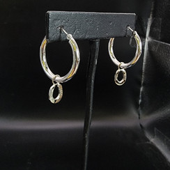 14k  white gold hoops with horseshoe  dangles