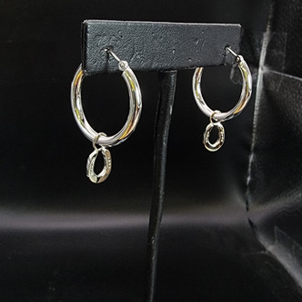These are 14k gold hoops have a horseshoe dangle. Can be ordered any metal with either stirrup or horseshoe dangle. Note Sterling silver is not has strong as gold.