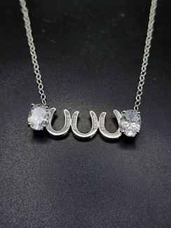 3 horseshoe bar necklace with cz