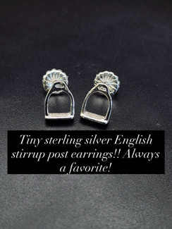 Tiny English stirrup sterling silver earrings 