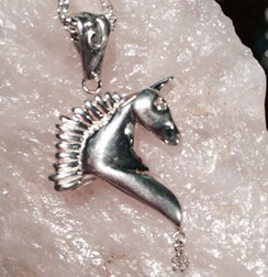 Fantasy horse pendant in sterling silver