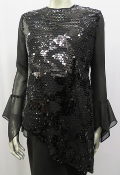 Flounce sleeve has angled bottom