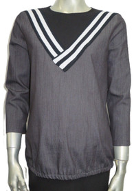 Style # 1247 "V" insert top Black denim