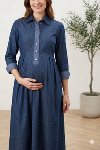 Style # 8147 Maternity umpire shirt dress