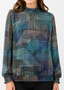 Honey ocean smocked neck maternity top