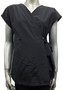 Rhinestone D-ring side tie detail on black taffeta maternity vest