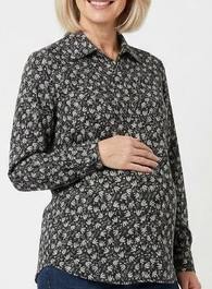 Style # 437 Maternity Rayon Challis shirt/rhinestone buttons/front and cuffs