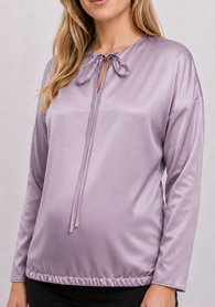 Satin tie front maternity top