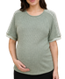Purl knit maternity sweater top with beaded trim