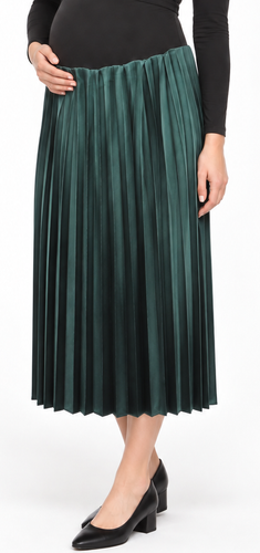 Satin box pleat maternity skirt for dressy occasions