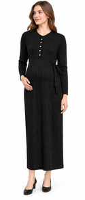 Black Cable Knit Maternity Dress