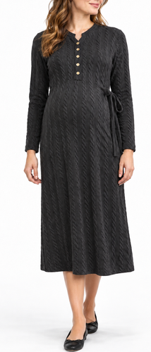 Black Cable Knit Maternity Dress