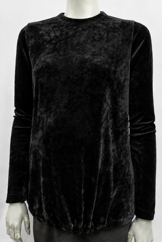 Black velour drawstring maternity top
