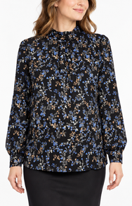 Ditsy floral crepe maternity top with long sleeves and delicate floral print