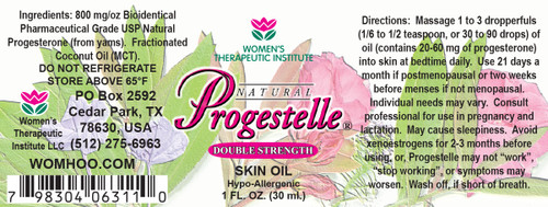 Progestelle Label - contains only Bioidentical Natural Progesterone and MCT oil