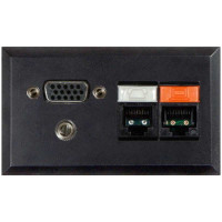 Telecom Plate with (1) RJ-45, (1) RJ-11, (1) Mini-stereo, and (1) 15 Pin HD VGA F/F