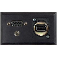 Telecom Plate with (1) Mini Stereo, (1) 15 Pin HD VGA F/F, and (1) USB Universal A/B