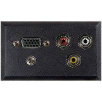 Telecom Plate with (1) Mini Stereo, (1) 15 Pin HD VGA F/F, (1) RCA Red, White, and Yellow F/F