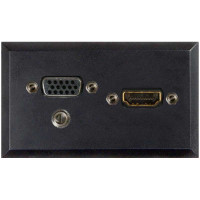 Telecom Plate with (1) Mini Stereo, (1) 15 Pin HD VGA F/F, and (1) HDMI F/F