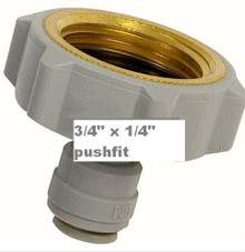 Water Pipe Adaptor 3/4" Female x 1/4" Push-fit for Plastic Tubing (For Fridge Freezer)