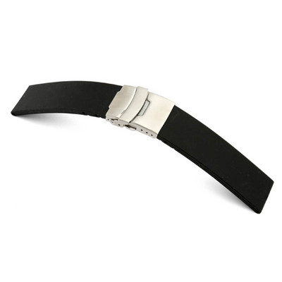 Black RIOS1931 Richmond | Rubber Watch Band with Deploy Buckle Attached | RIOS1931.com