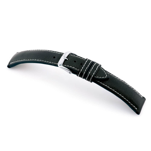Black RIOS1931 Weilheim | Genuine Certified Organic Leather Watch Band | RIOS1931.com