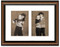 Two-toned walnut finish collage frame with 2-openings and white mat