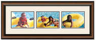 Two Toned Walnut Finish Landscape collage frame, 3-openings with off white double mat