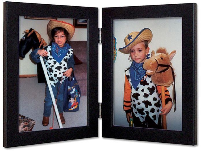 5x5 Black Double Hinge Picture Frame (5x7 frame displayed)
