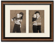 Two-Toned Walnut Portrait Collage Frame, Single Mat, 2-Openings for 8x10 Pictures, Off White Mat