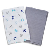 Summer Infant SwaddleMe Muslin Blankets, 2 pk, Anchors