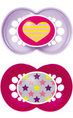 MAM Trends Orthodontic Silicone Pacifiers 6+ m, 2 pk, Pink/Purple