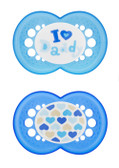 MAM Love & Affection I Love Daddy Orthodontic Silicone Pacifiers 6+ m, 2 pk, Boy