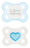 MAM Love & Affection I Love Mommy Orthodontic Silicone Pacifiers 0-6 m, 2 pk, Boy
