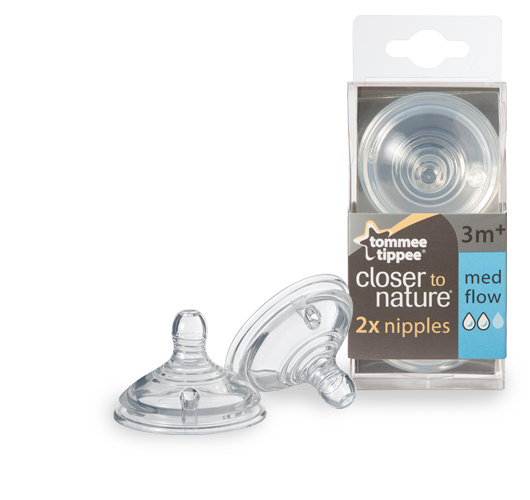 1 Pack 2 Nipples Tommee Tippee Closer To Nature Medium Flow Teats 