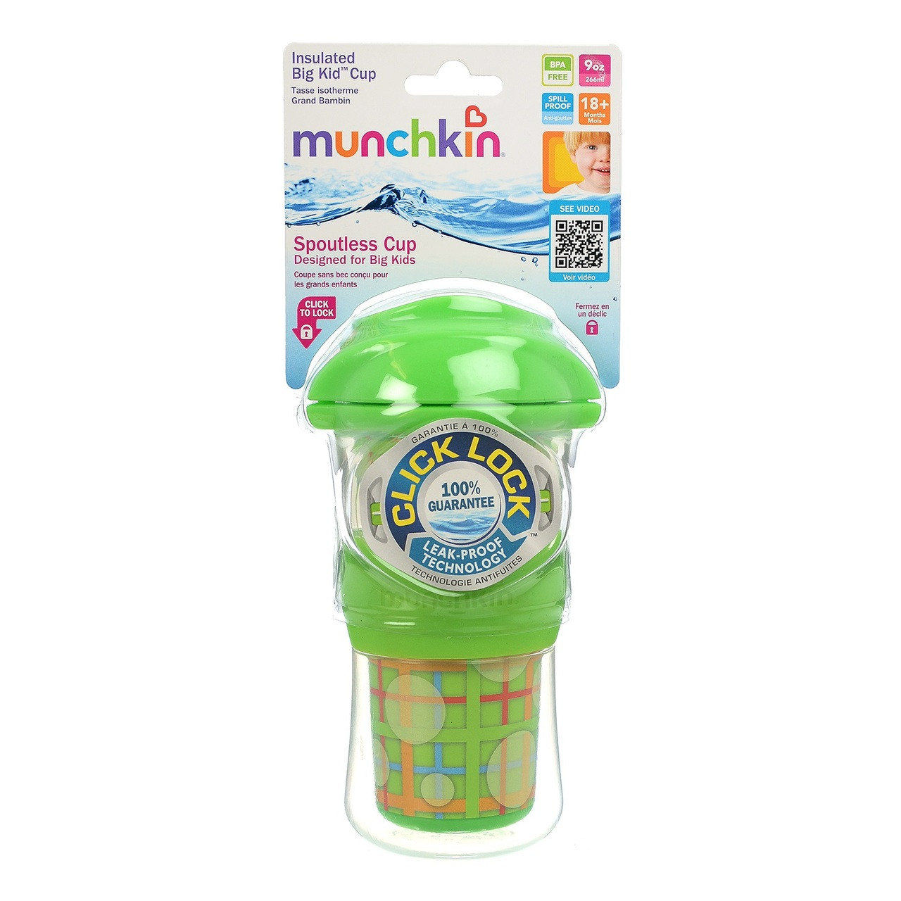 Munchkin Click Lock 9 OZ Insulated Straw Cup, Assorted Colors