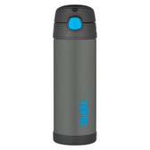 Thermos 16 oz Funtainer Insulated Stainless Steel Straw Bottle, Charcoal