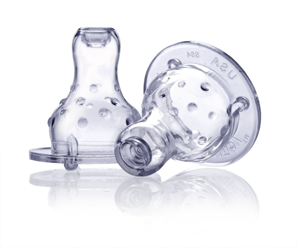 Nuby Clear Silicone NoSpill Teething Nipples, 6 pk Parents' Favorite