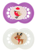 MAM Winter Holiday Silicone Pacifiers 6+ m, 2 pk, Girl