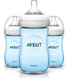 Avent Natural Polypropylene Feeding Bottles, 9 oz, 3pk Blue