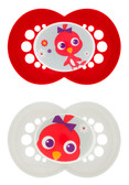 MAM Cartoon Orthodontic Silicone Pacifiers 6+ m, 2 pk Red/White
