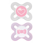 MAM Tender Orthodontic Silicone Pacifiers 0+ m, 2 pk Girl