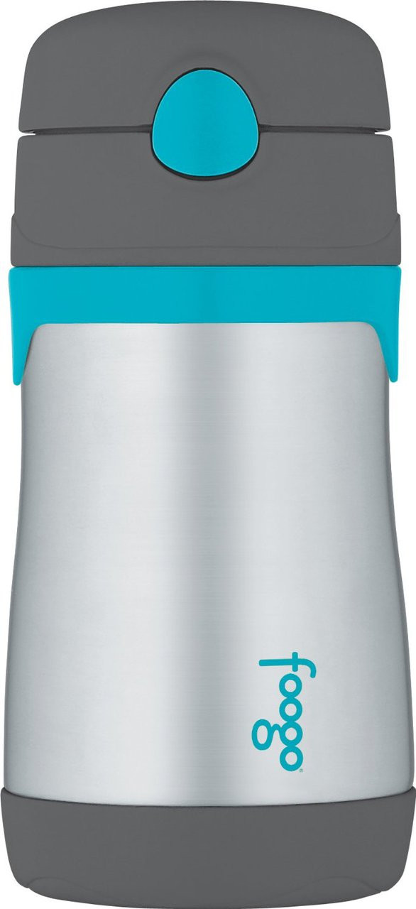 Thermos Foogo Stainless Steel Straw Bottle 10 oz Charcoal Teal