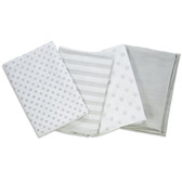  Summer Infant SwaddleMe Premium Muslin Blankets, 4 pk, Grey Stripes/Dots