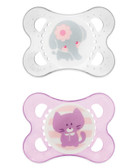 MAM Animal Orthodontic Silicone Pacifiers 0-6 m, 2 pk, Girl