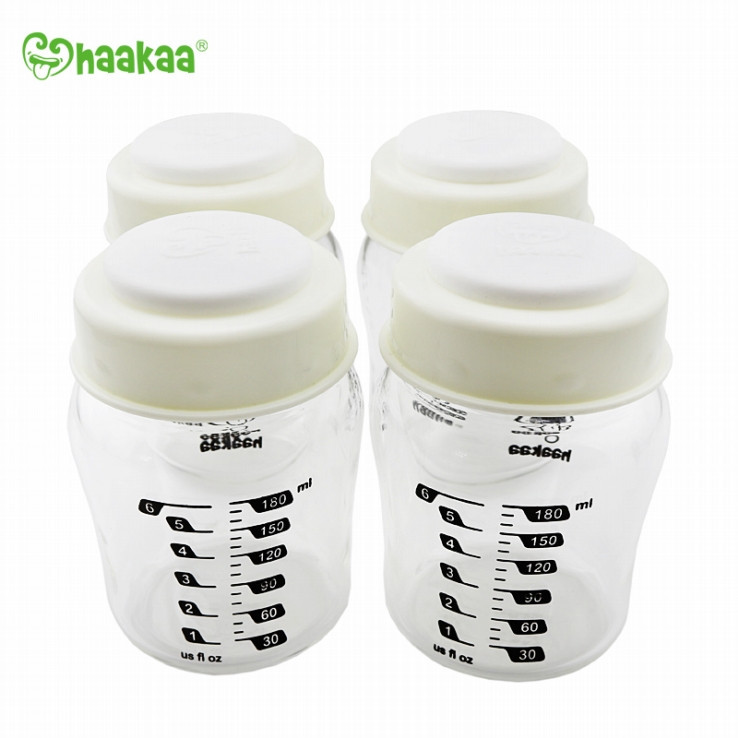 Haakaa Wide Neck Glass Breast Milk Storage Set